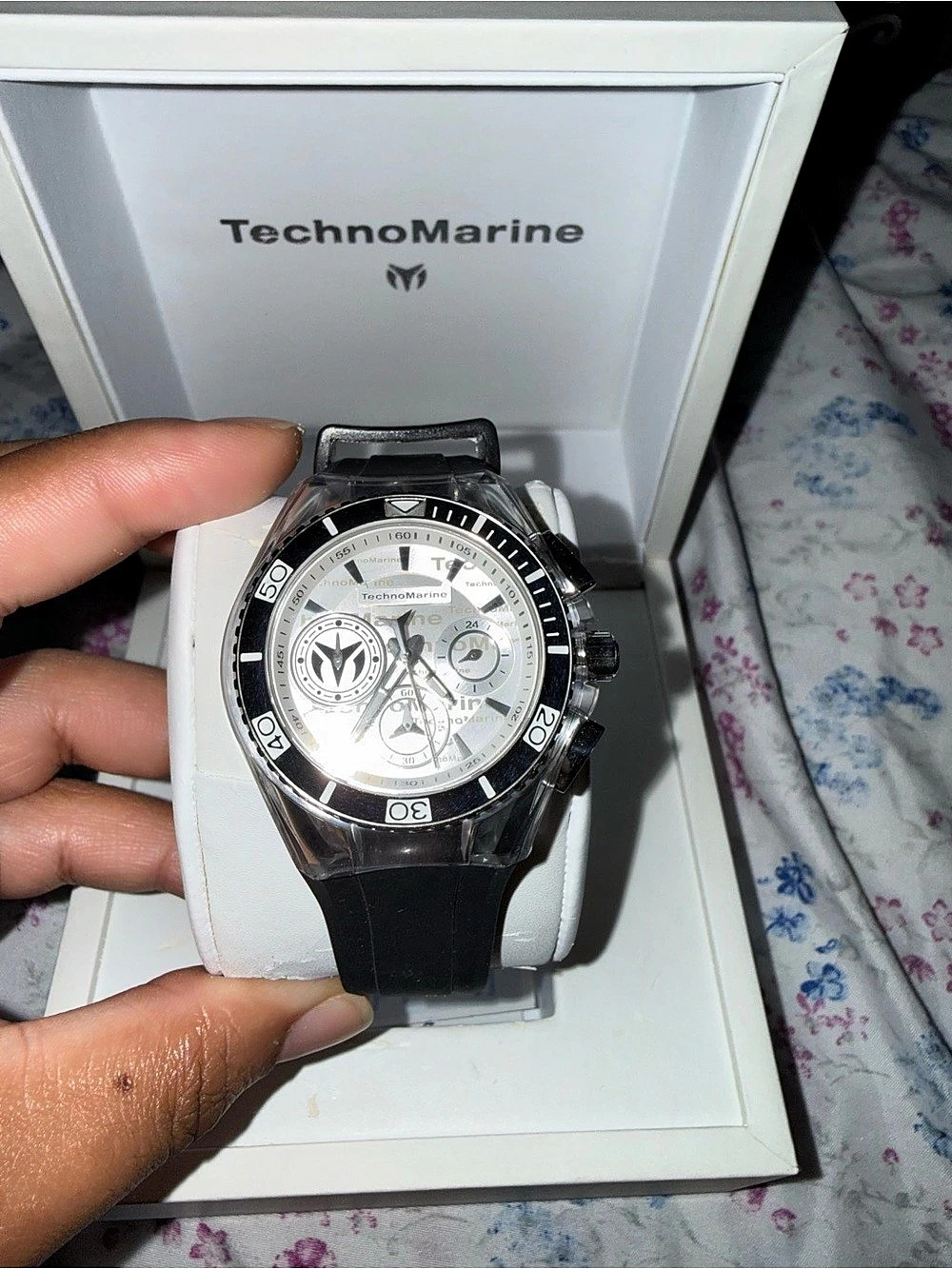 TechnoMarine Watch Silver Dial Black Strap